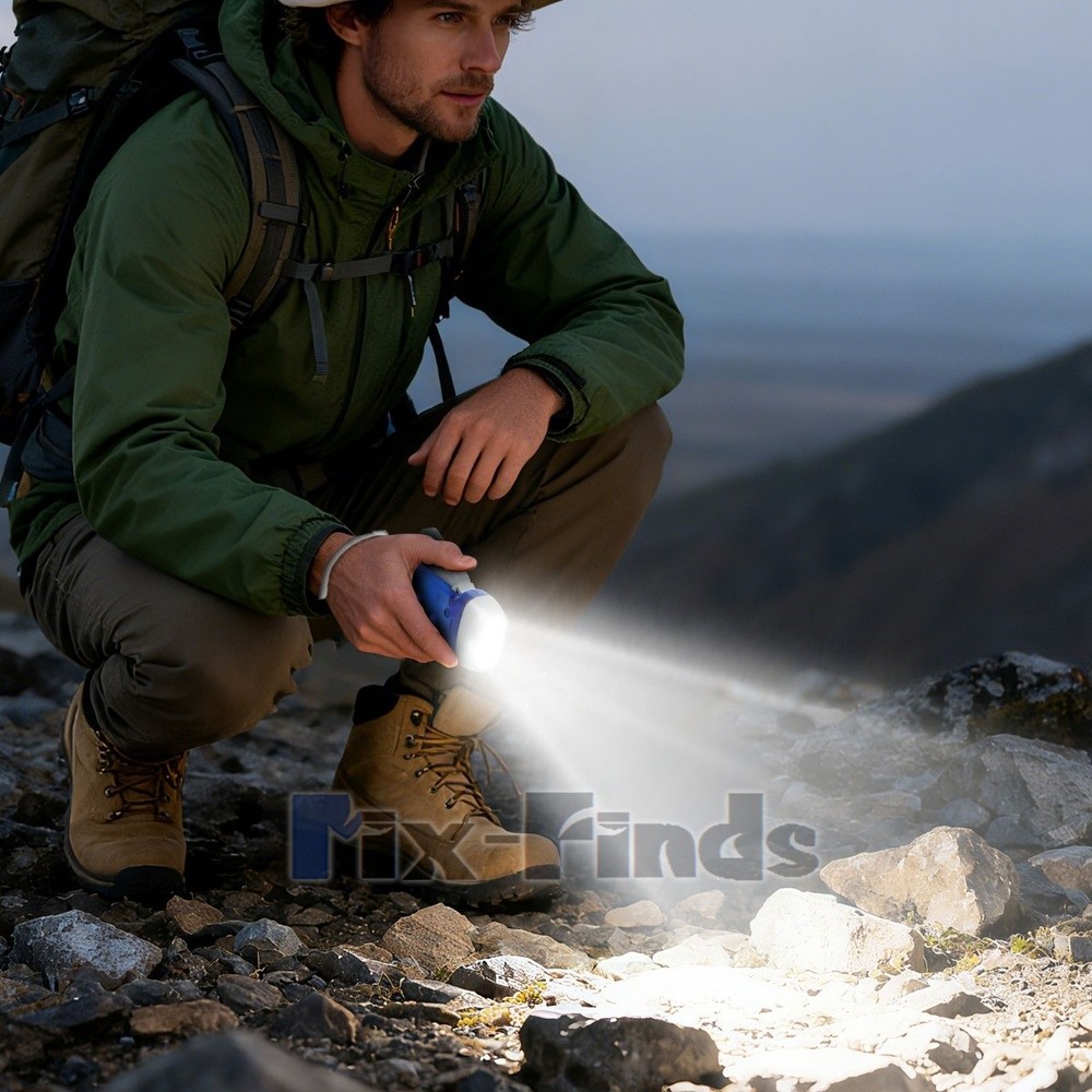 4x Hand Crank LED Flashlight Dynamo Pressing Flashlight Camping Emergency Torch