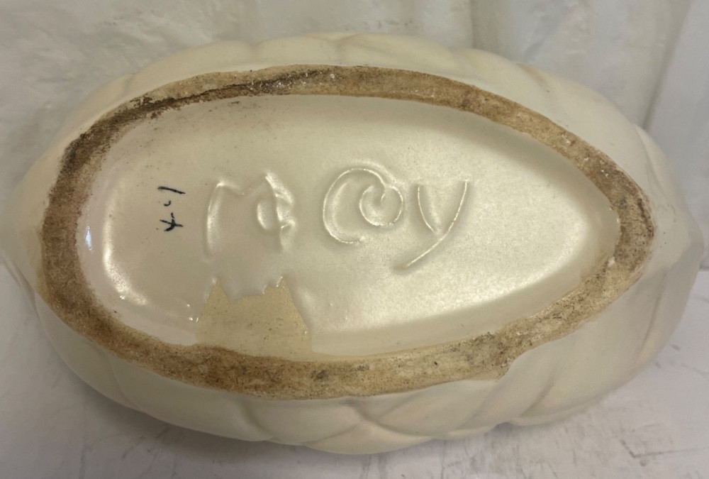 Vintage McCoy White Glazed Ceramic Pottery Leaf Planter Vase
