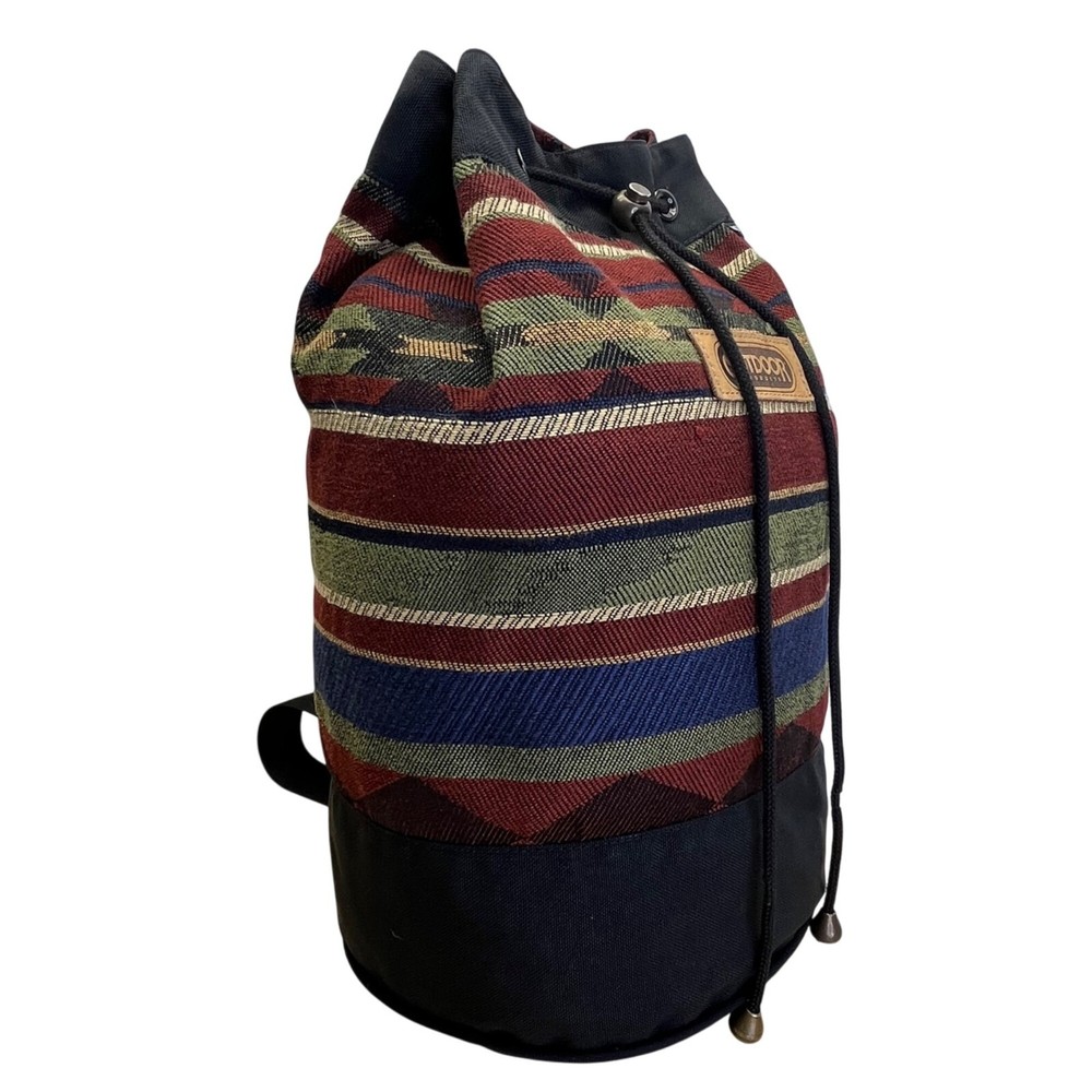 Outdoor Products Black & Red Striped Pattern Canvas & Adjustable Strap Backpack