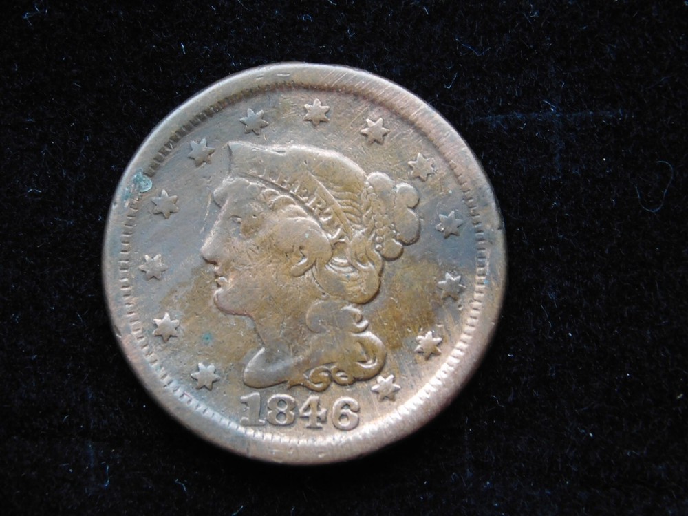 1846 US LARGE CENT COIN CLEANED