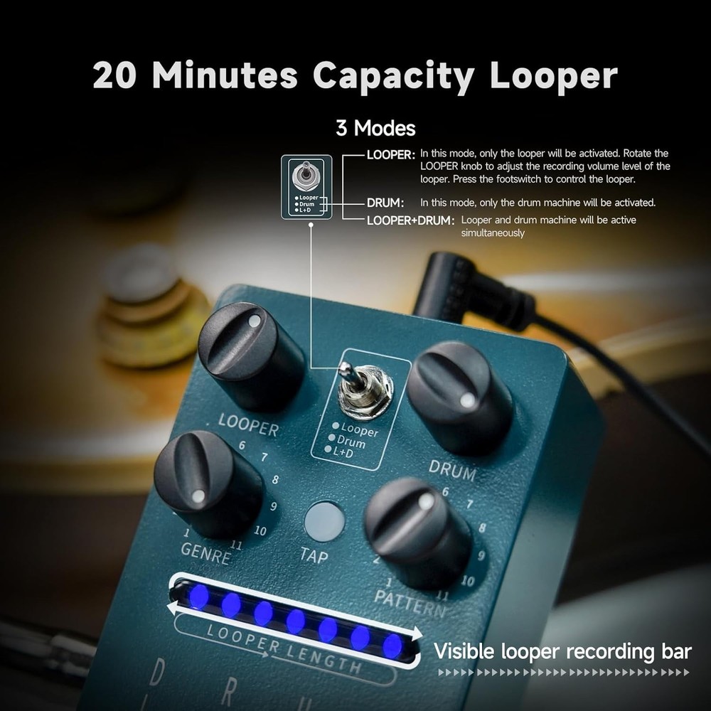 Guitar Phrase Loop Pedal - 20 Min Looper - 121 Rhythms