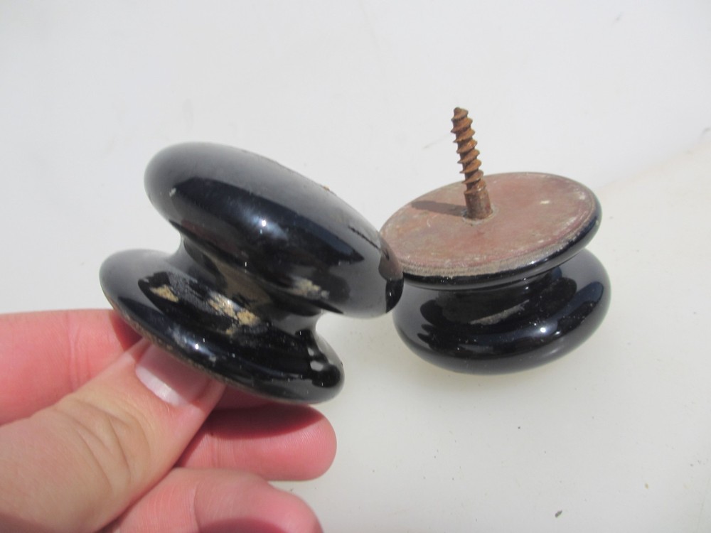 Victorian Ceramic Drawer Handles Knobs Cupboard Pulls Cabinet Old Antique Pair