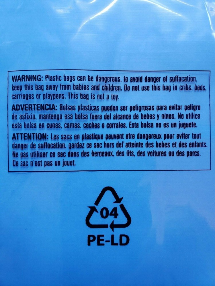 Poly Plastic Bags Suffocation Warning Clear Merchandise Apparel 1.5 mil Amazon