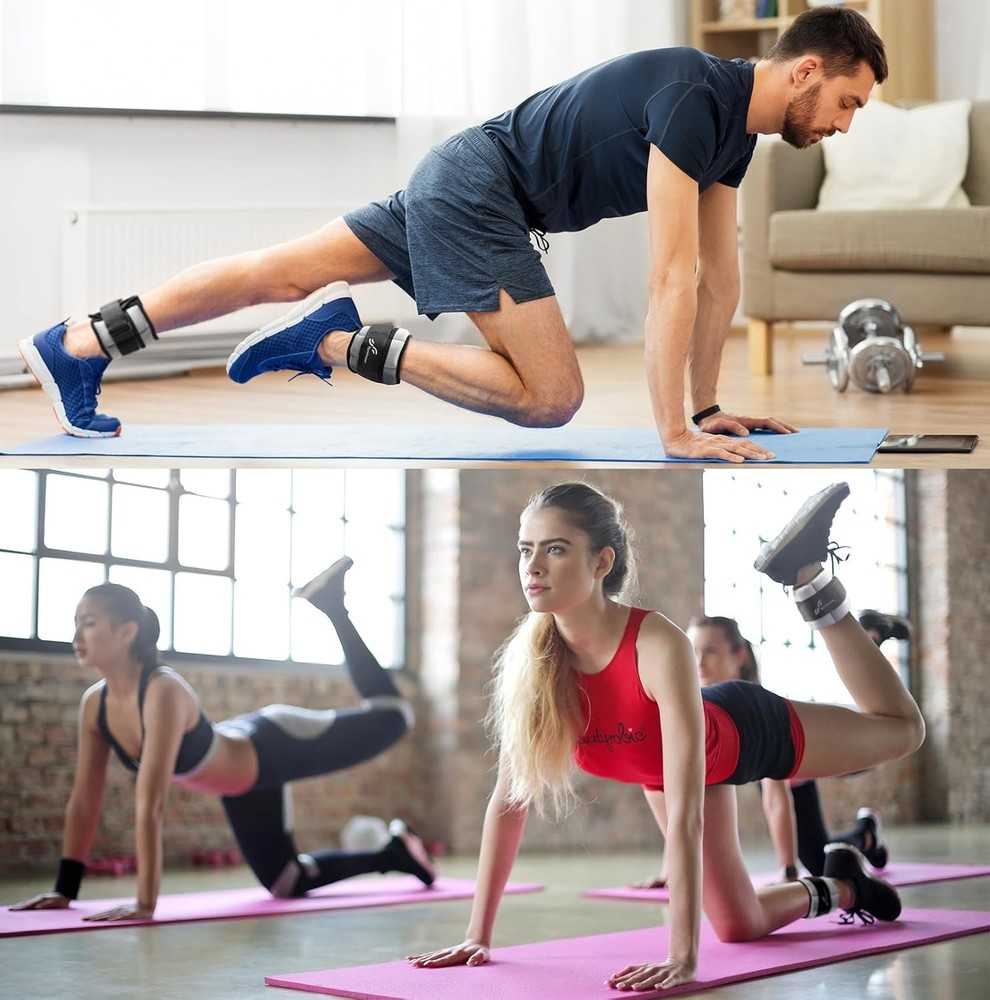 Light Gray Adjustable Ankle Weights Set - 2-10 lbs for Versatile Training