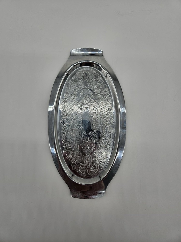 Vintage Silverplate Oval Serving Tray with Handles