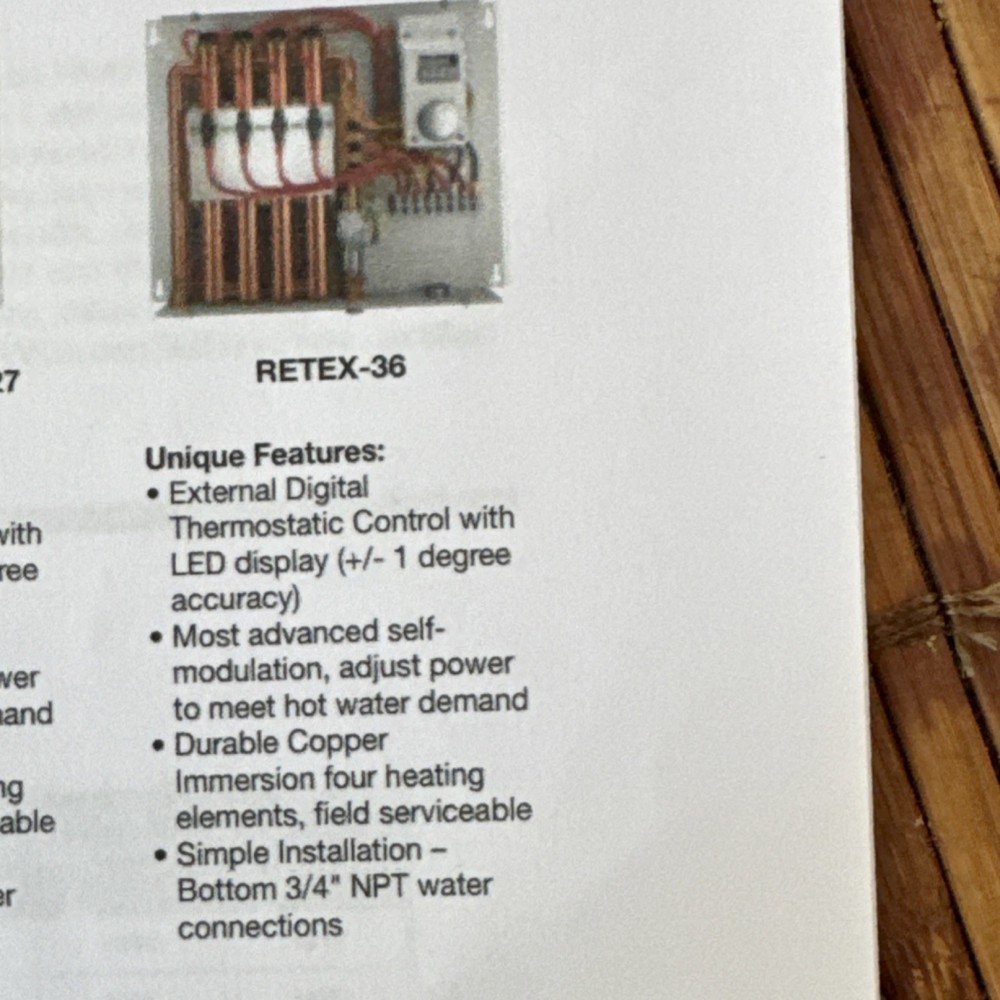 Rheem Performance Tankless Electric Water Heater RETEX Series Digital Display