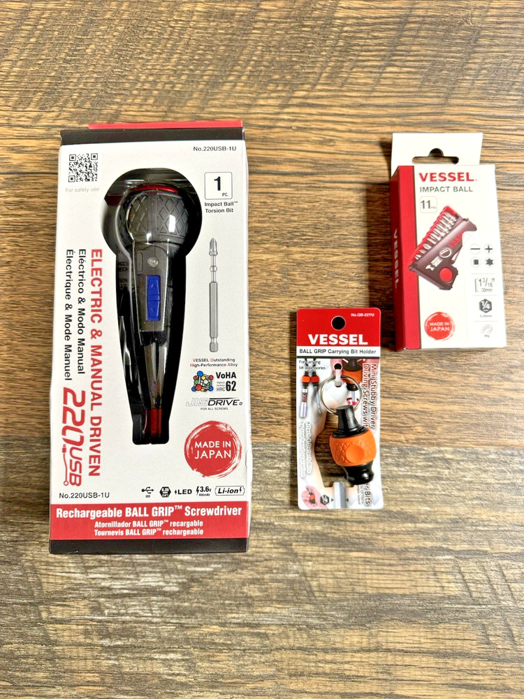 VESSEL e ASSIST Rechargeable Screwdriver 3.6V Power Manual High Torque Bundle