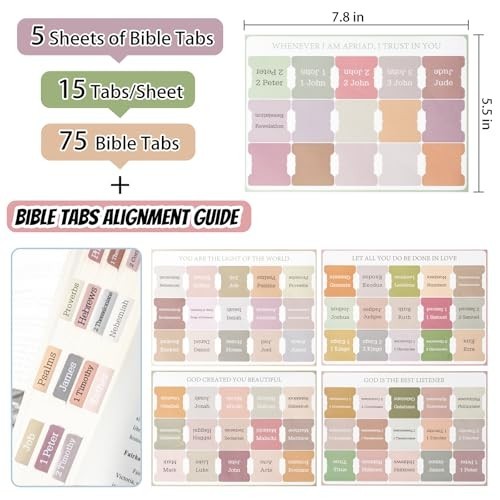 Easy To Read Boho Bible Tabs 75 Laminated Large Print Index Tabs for Navigation