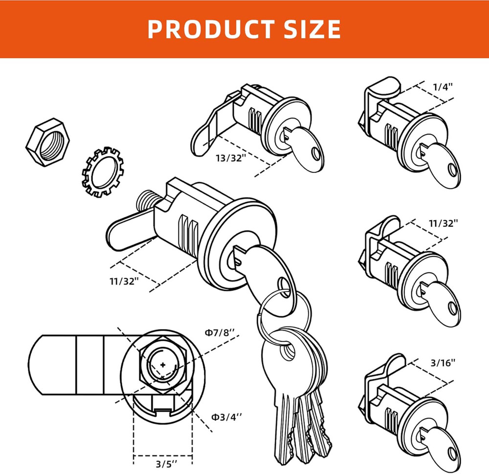 Mailbox Lock Replacement with 4 Keys - Multipurpose Mail Box Locks Compatible wi