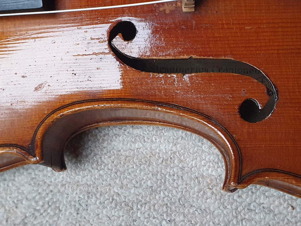 nice, old German 4/4 Violin "Stradivarius" Nicely flamed back!