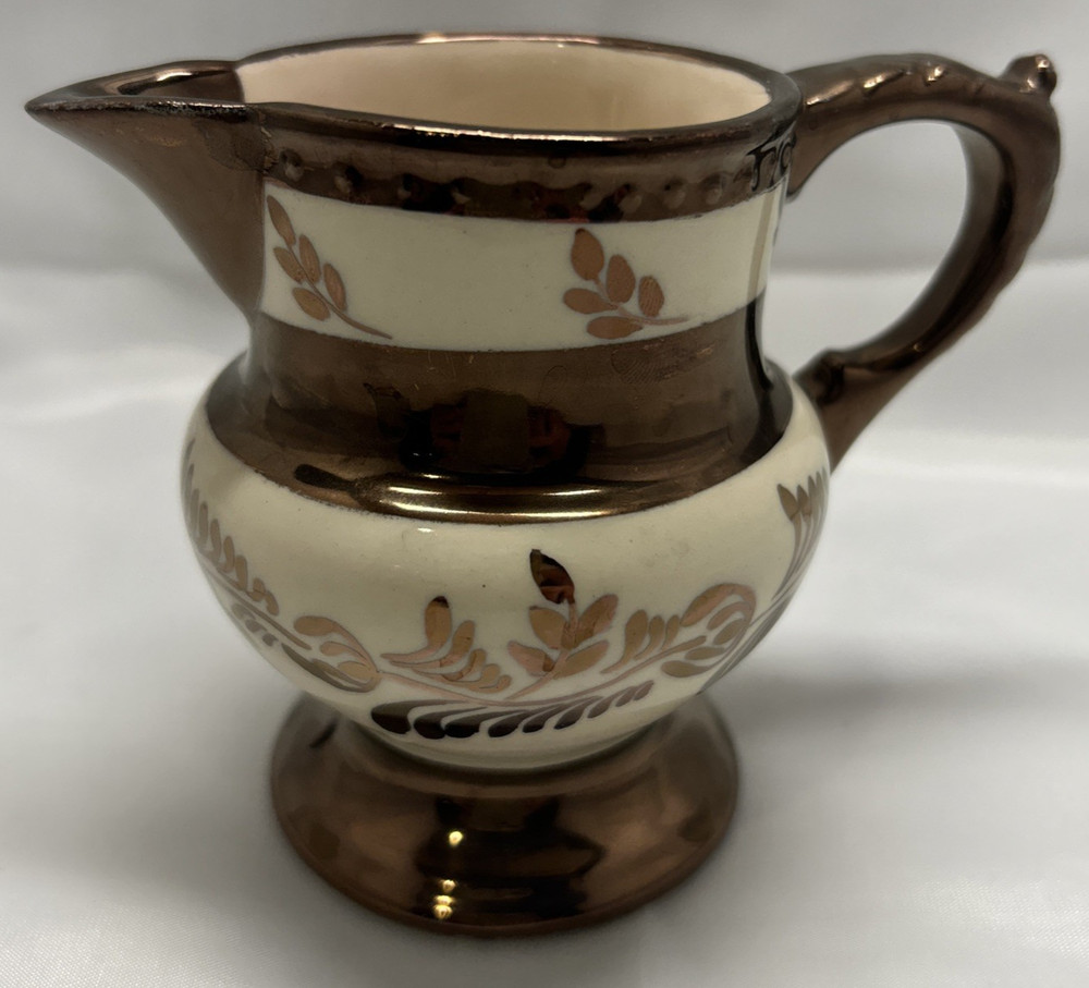 Le Noir Lusterware Handpainted 4" Lusterware Pitcher Dark Copper