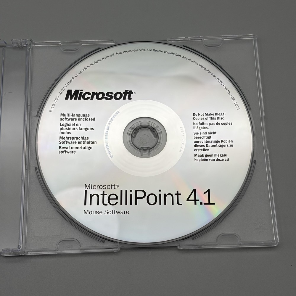 Vintage 2002 Microsoft IntelliPoint 4.1 Mouse Software Driver CD-ROM Multi-Lang