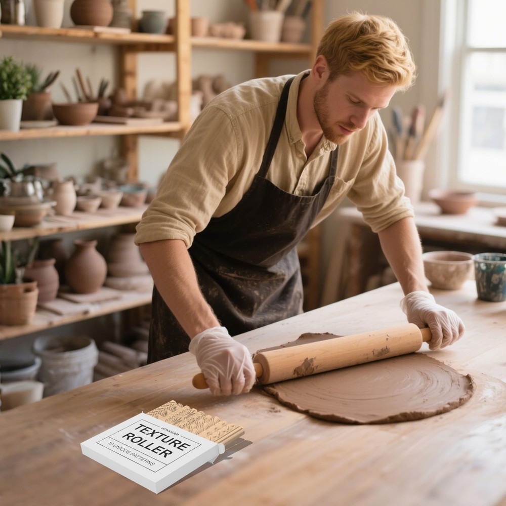 Clay Texture Rollers | 10-Pack Polymer Clay Texture Roller Set for Pottery