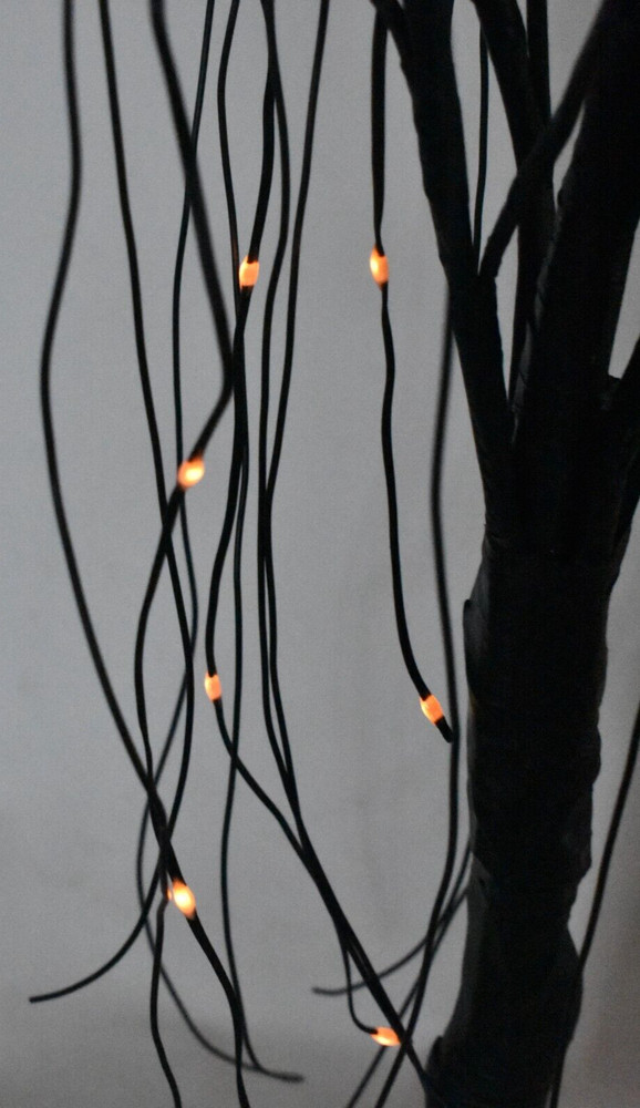 Lit Tree Weeping Willow Drooping 23" Halloween Black Battery Lighted Spooky