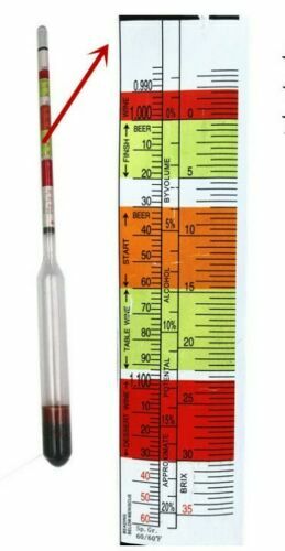 2x/Pk Beer & Wine Hydrometer for Homebrewing Wine Maker Triple Scale Hydrometer
