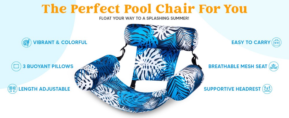 Inflatable Floating Bed Float Chair Beach Swimming Pool Raft Maple Leaf Blue