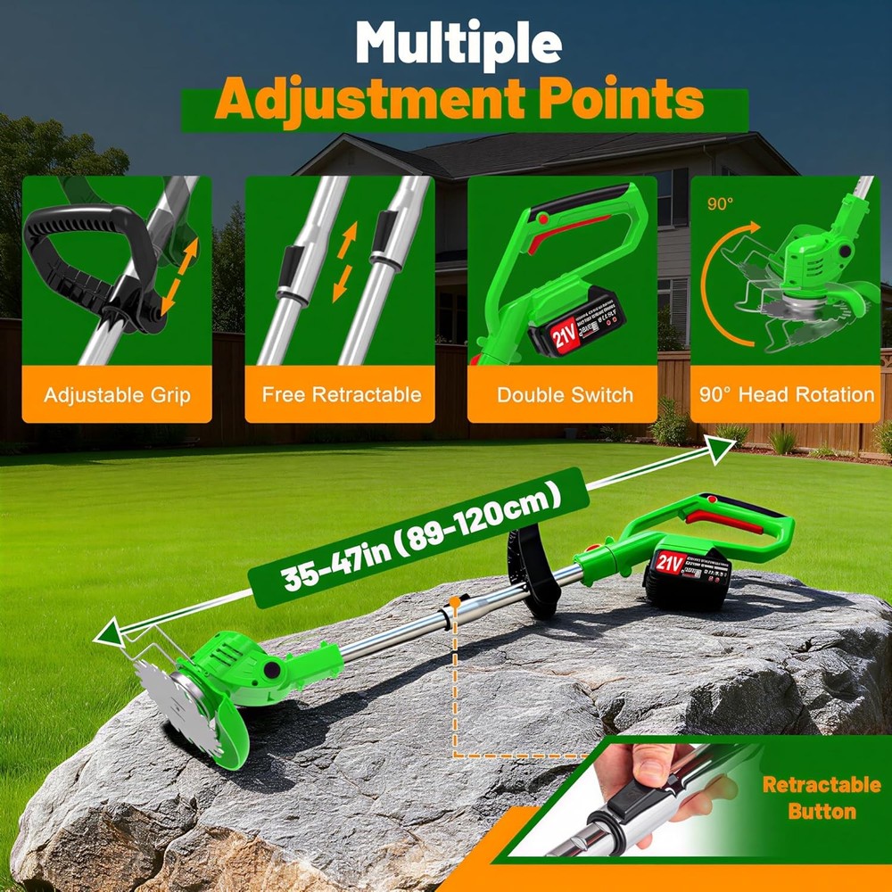 Cordless Weed Wacker Electric Stringless Eater 21V Battery Powered Lightweight P
