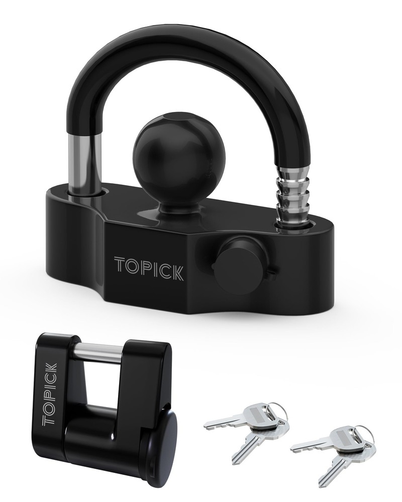 TOPICK Universal Trailer Hitch Lock Set, Includes Extra Large, Black