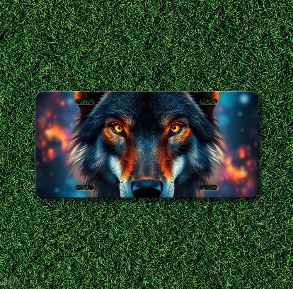Hyperrealistic Wolf License Plate Add Text Front Bumper Plate Holiday Gift
