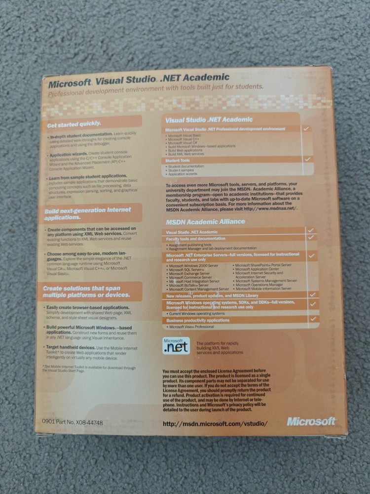 Microsoft Visual Studio .Net Version 2002. Academic