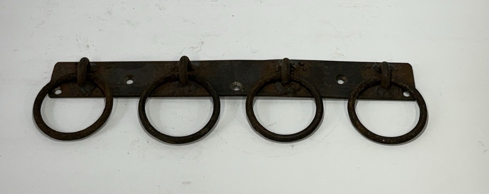 Vintage Iron Forged Ring Wall Rack