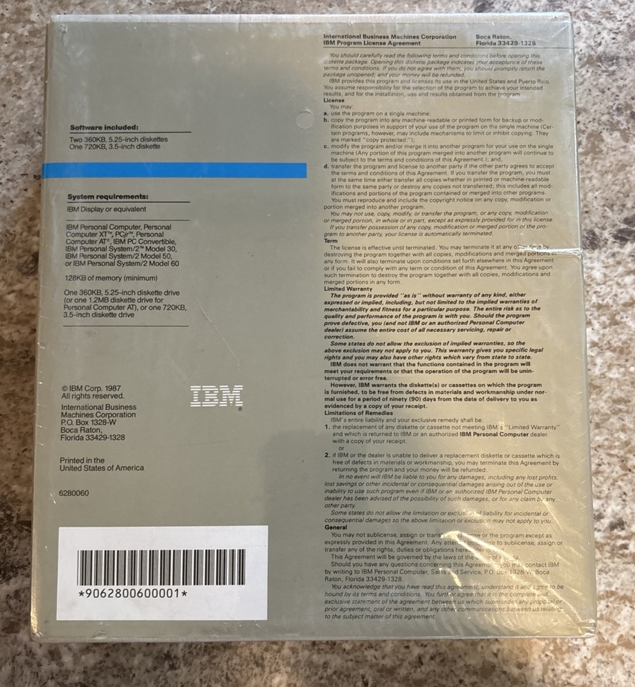 IBM Disk Operating System DOS Version 3.30 1987 3.5" & 5.25" Diskettes Sealed