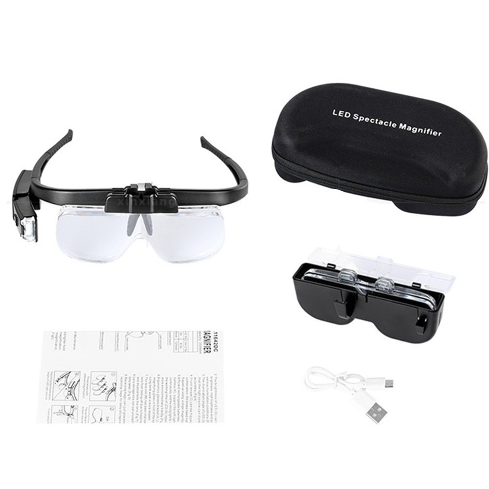 Rechargeable LED Light Magnifying Glass Adjusting Magnifier Loop With Lens