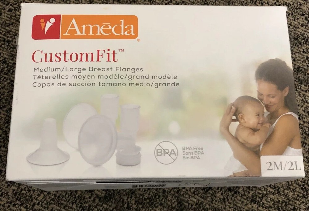Ameda Custom Fit Breast Flanges, 2M/2L , New In Box