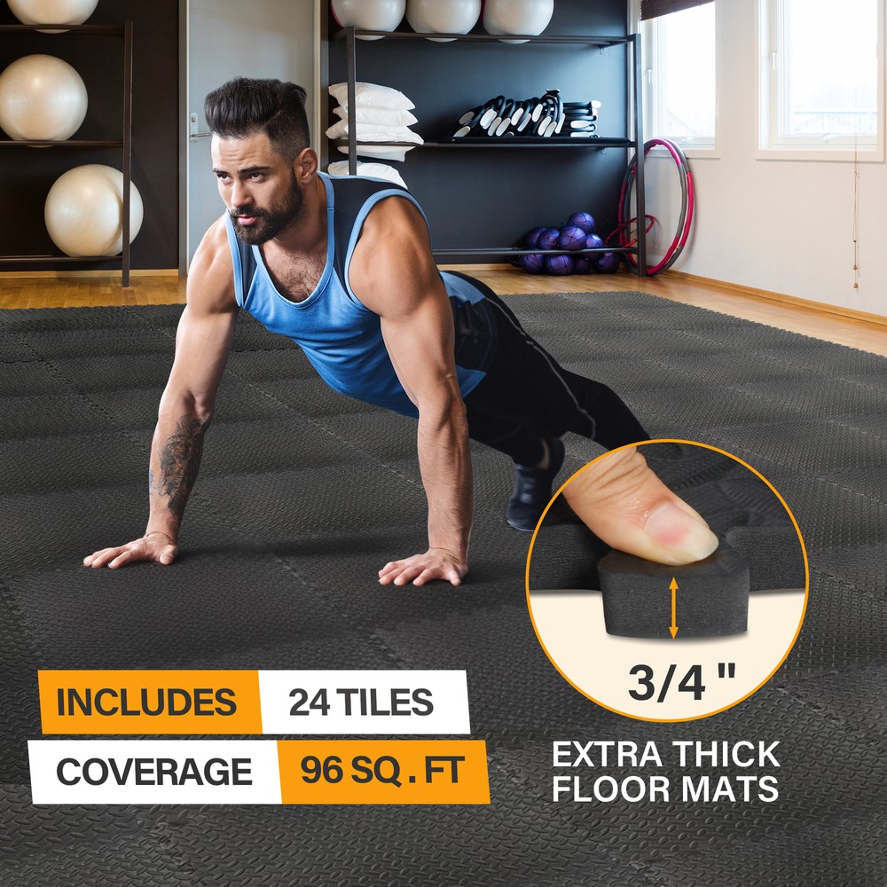 48X Puzzle Exercise Mat w/ EVA Foam For Exercise Gym Workout Interlocking Tiles