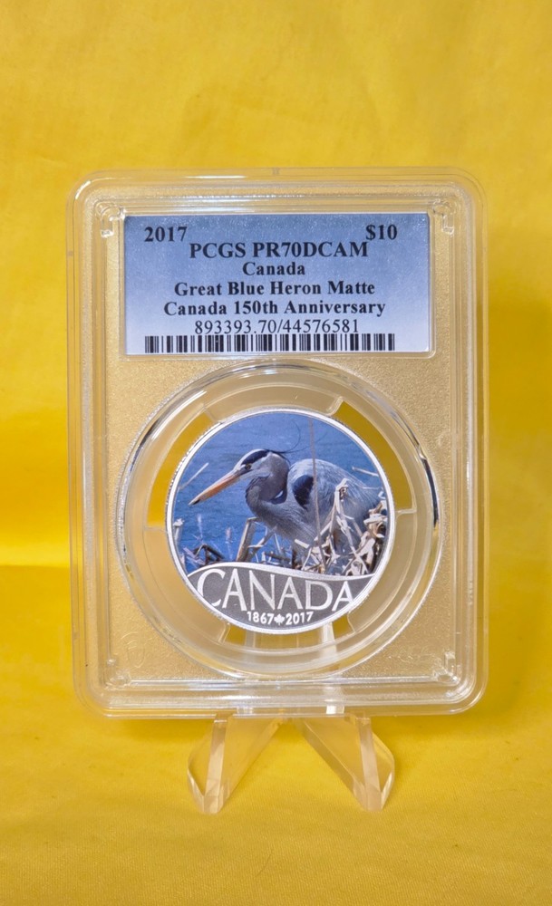 2017 PCGS PR70DCAM ~ Canada Great Blue Heron Matte ~ Canada 150th Anniversary