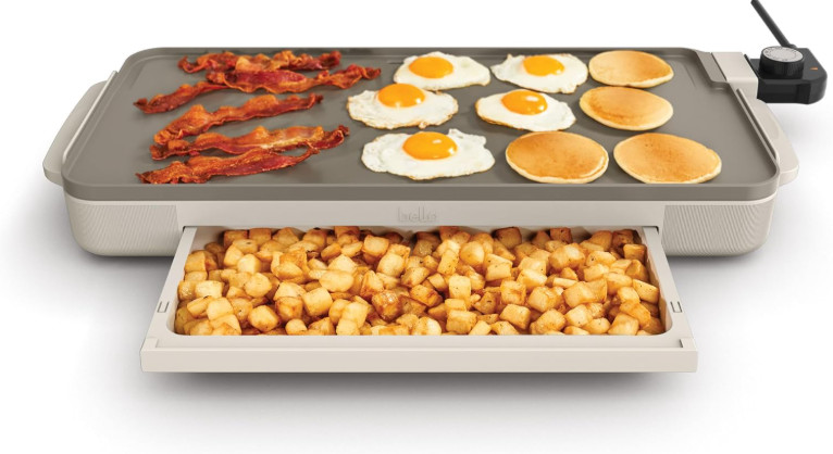 NEW - Electric Griddle with Warming Tray, Ceramic Nonstick Coating