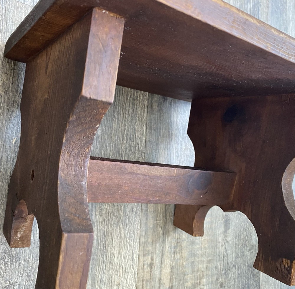 Vtg Solid Wood Footstool 8 1/2” X 11”