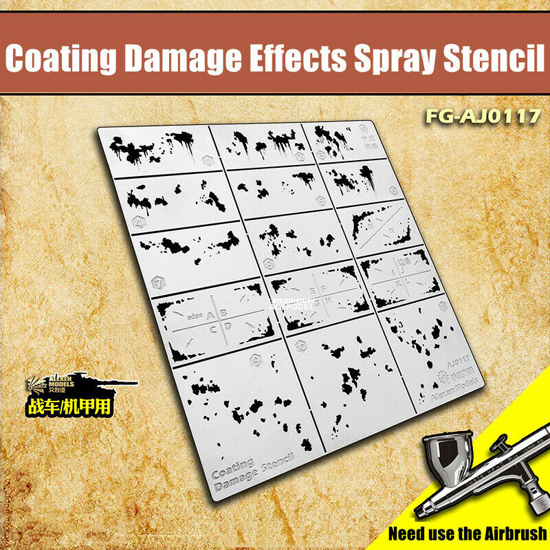 1/35 Tank/Vehicle Coating Damage Effects Stencil Template Model Aging Hobby Tool