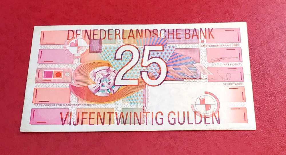 NETHERLANDS 25 GULDEN 1989 BANKNOTE PICK #100 NICE!!!