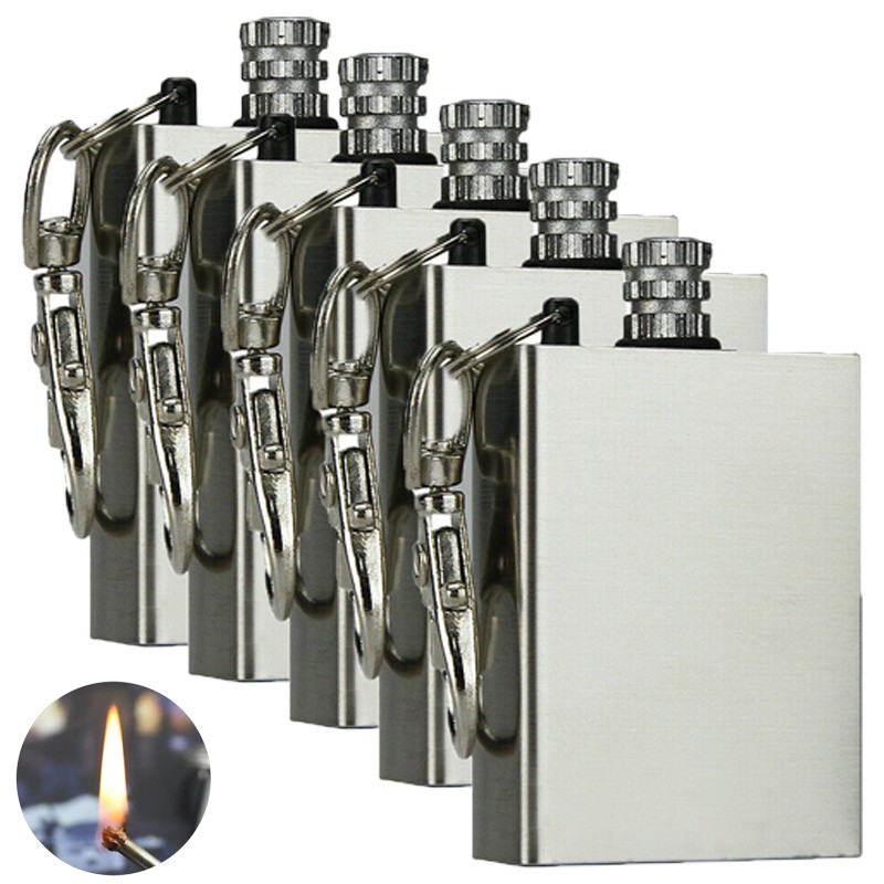 5 PCS Waterproof & Windproof Permanent Match Lighter, Strike Keychain Survival
