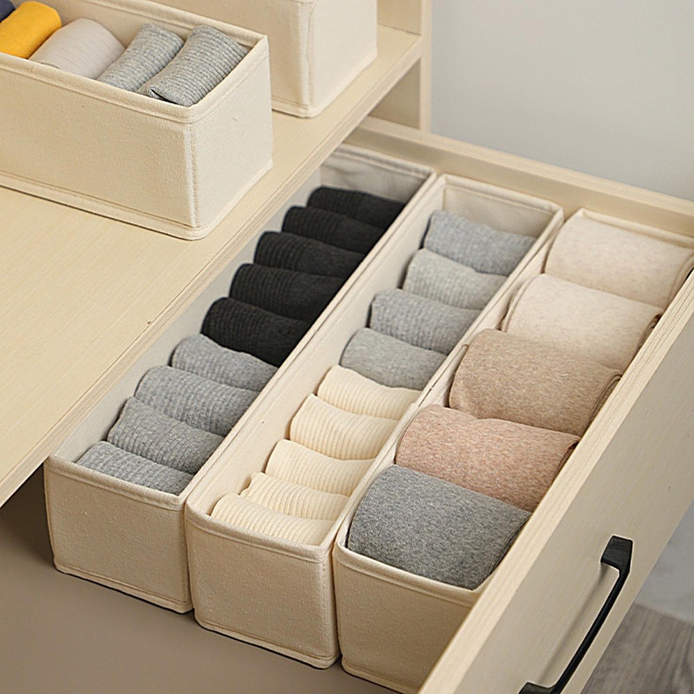 Narrow Storage Bins Space-Saving Foldable Fabric Storage Bins Stable Sock
