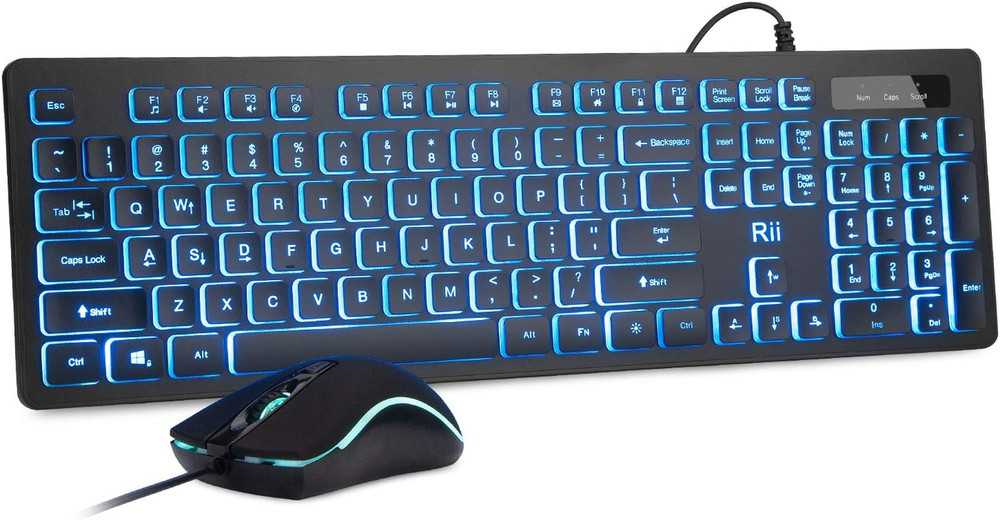Three Colors Backlit Keyboard and Mouse, Wired Keyboard and Mouse Combo, USB Key