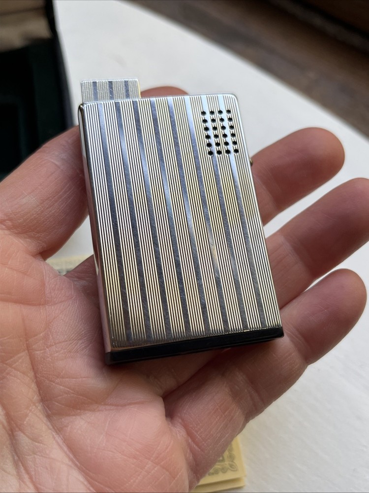 RONSON VARATRONIC Piezo-Electric Silver Engine Turned Lighter Made W. Germany