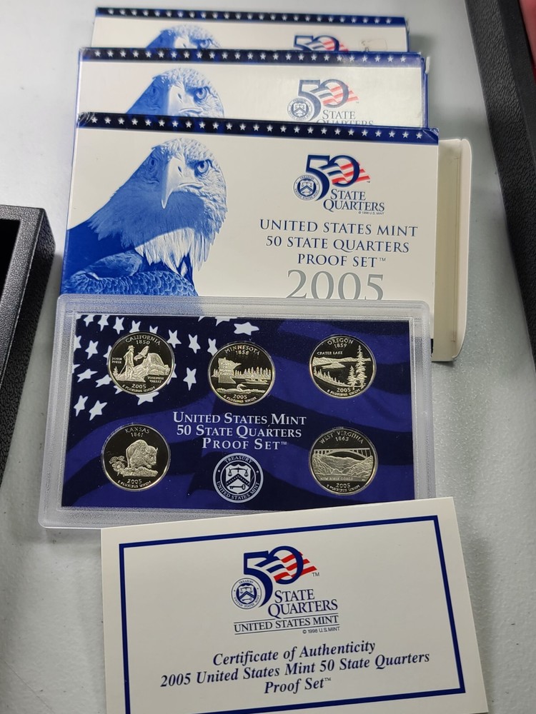 2005 US Mint Proof State Quarters 5-Coin Set Original Packaging