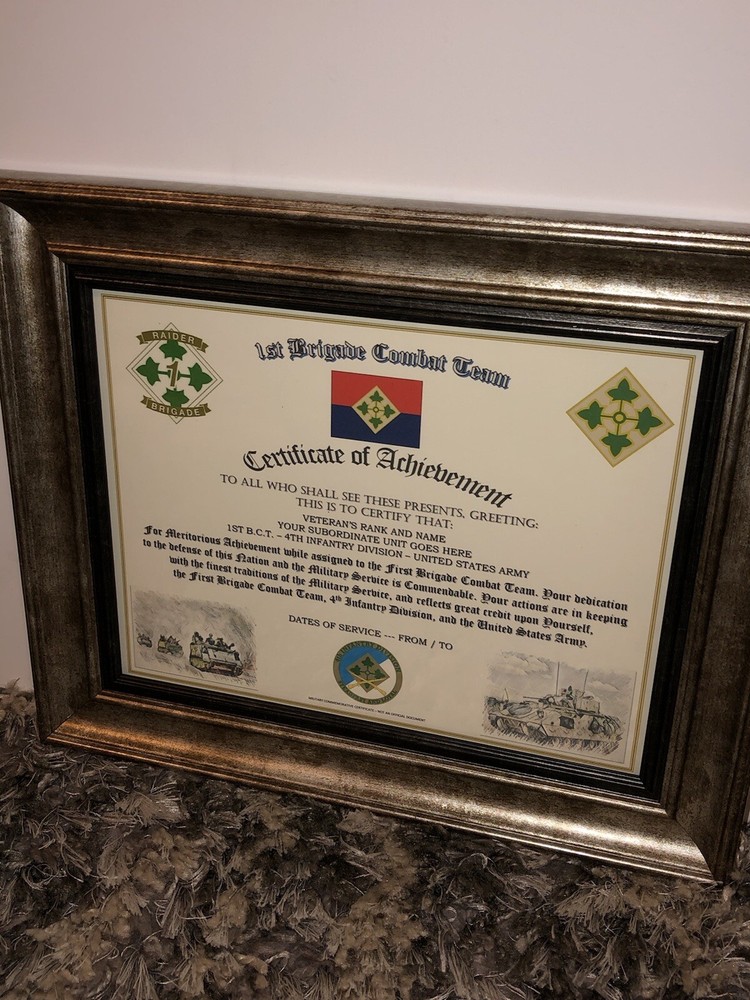 1ST B.C.T. / 4TH INFANTRY DIVISION (COMMEMORATIVE CERTIFICATE)