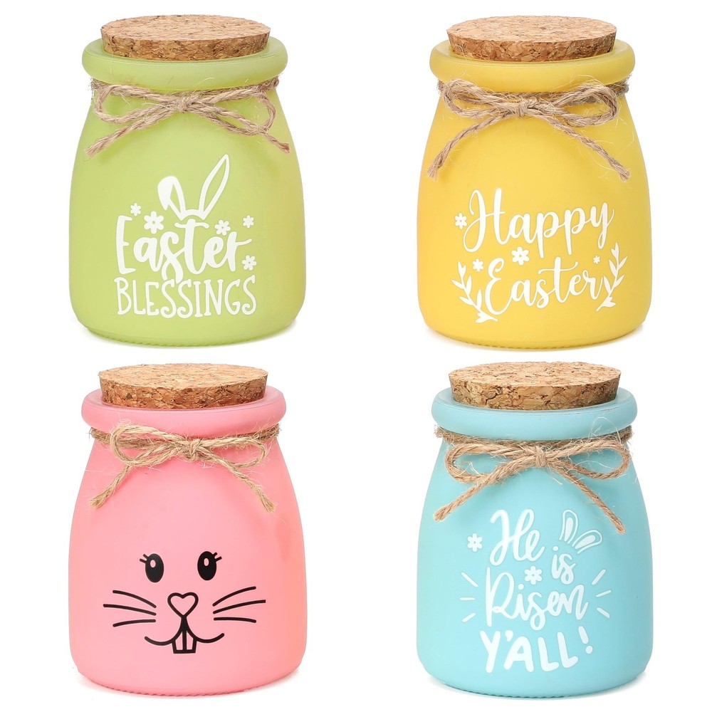 Easter Decor, Easter Tiered Tray Decorations, 4 Pcs Bunny Mini Jars for Table...