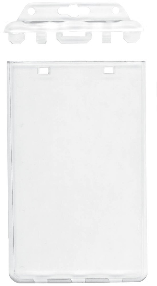 25 Pack - Permanent Locking ID Badge Holders - Clear Hard Plastic Case for ID's