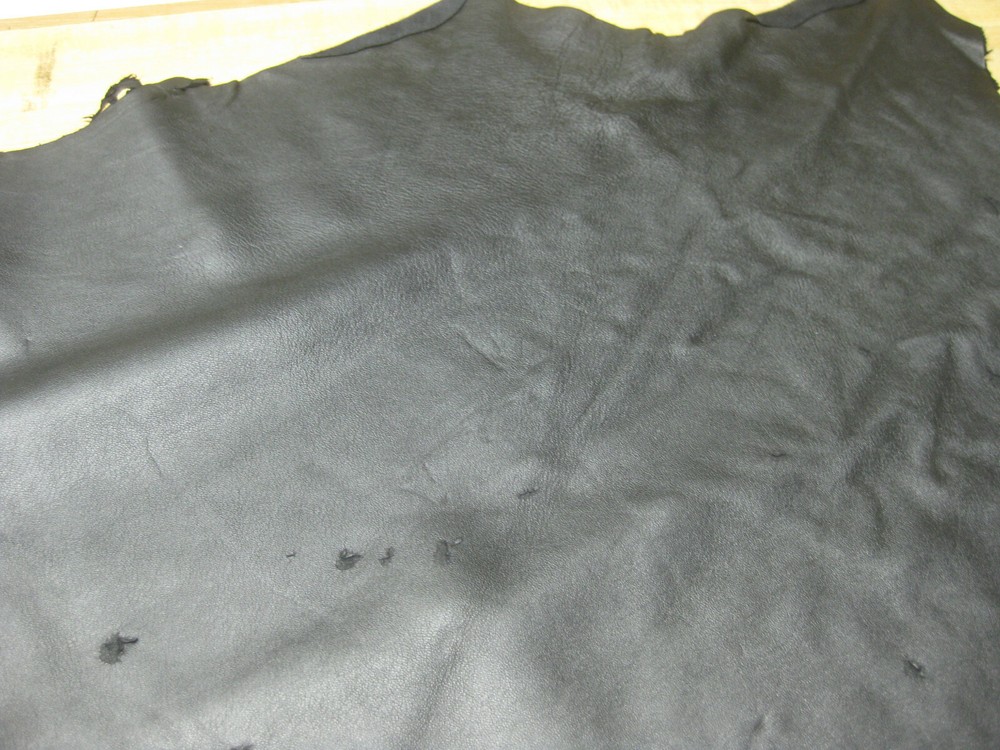 Black Italian Lamb Leather Hide #0010466