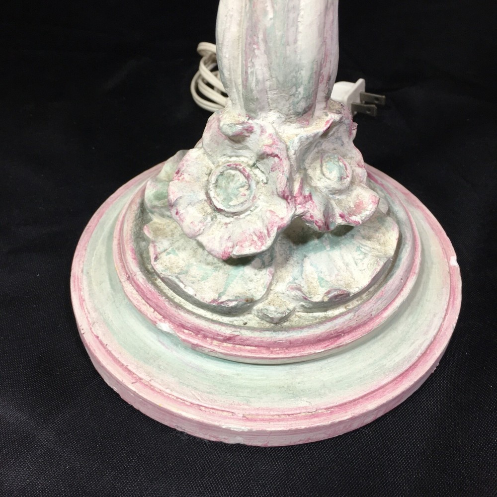 Cherub Child Floral Pastel Multicolor Column Table Lamp