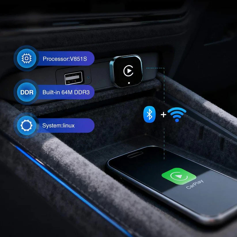 2 in 1 USB Mini Android Auto CarPlay Wireless Adapter Dongle Smart Box Bluetooth