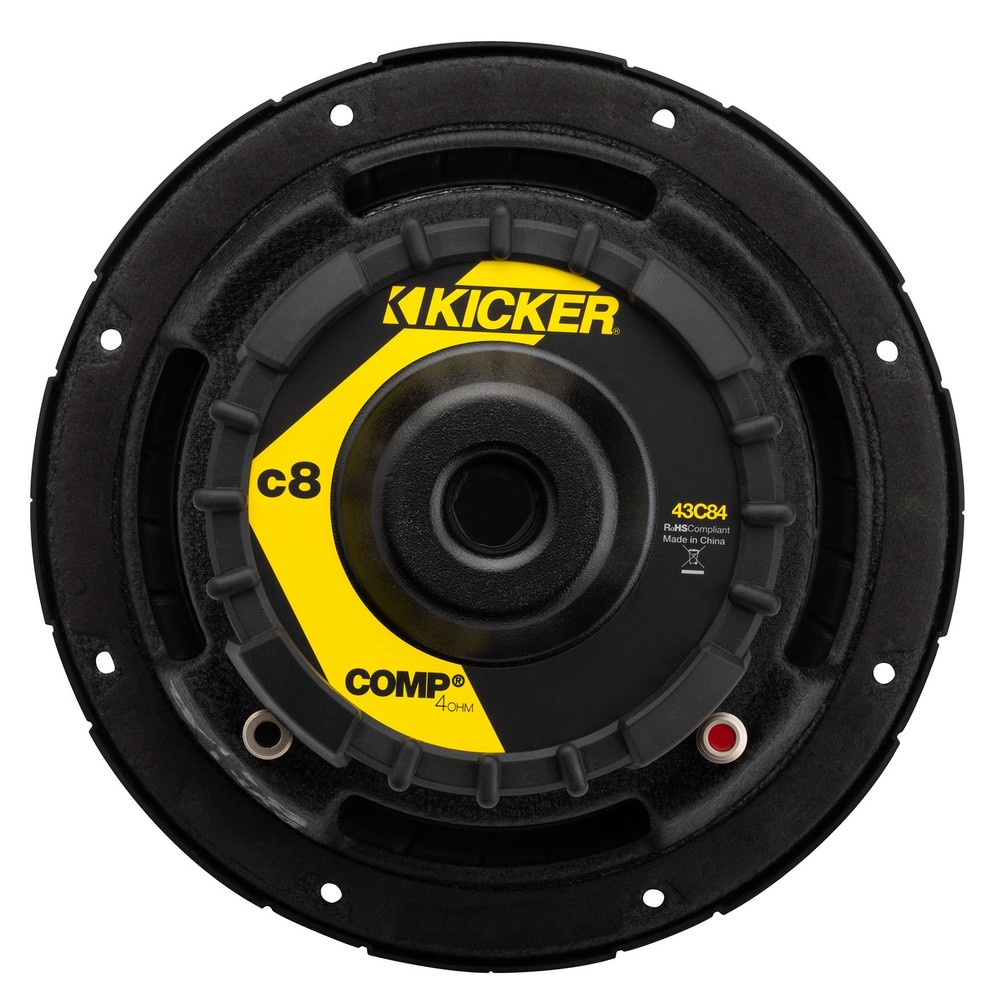 Kicker 43C84 Comp 8" Subwoofer, Single Voice Coil, 4-Ohm