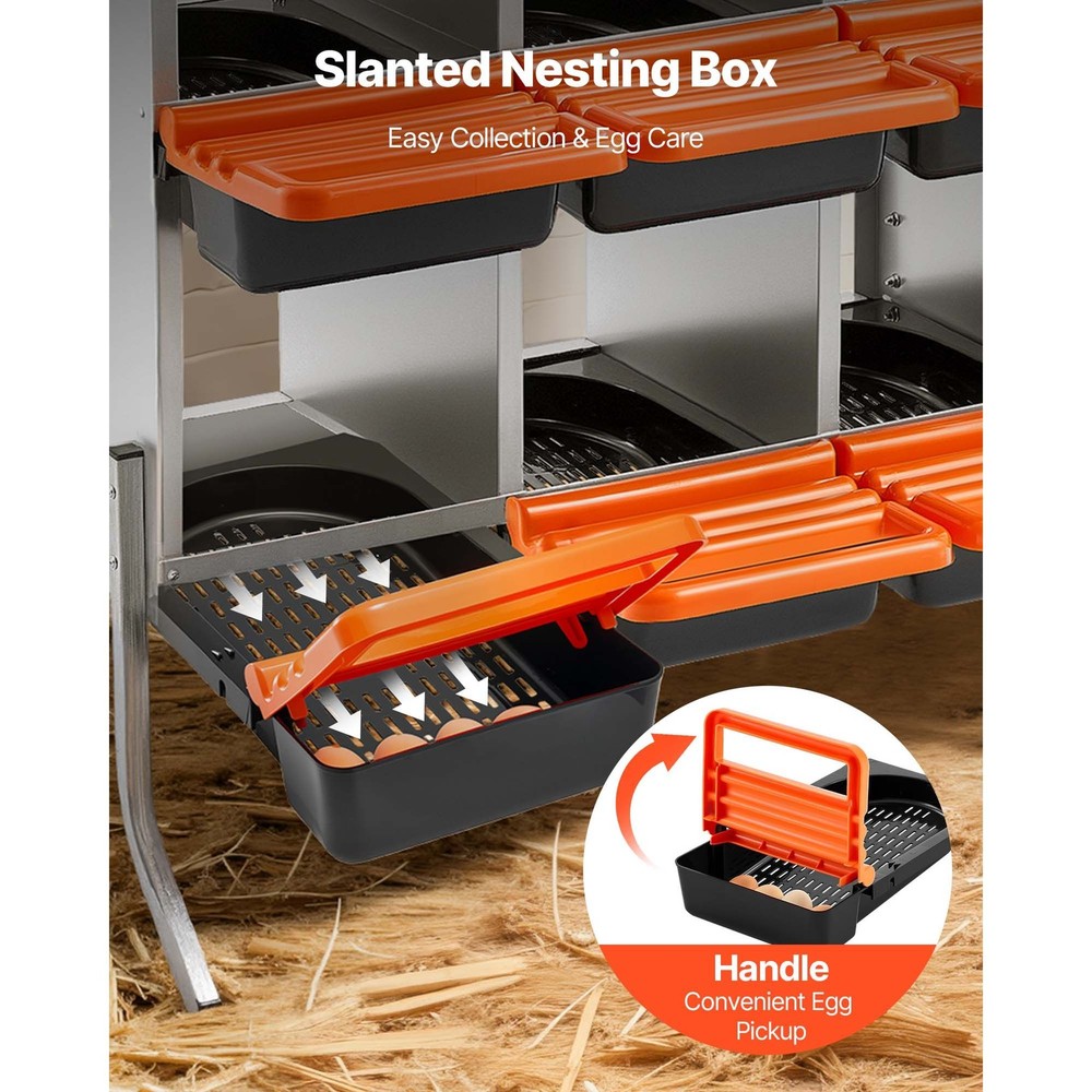 Chicken Nesting Boxes, 8 Compartments, with Support Legs, Easy Egg Collection, G
