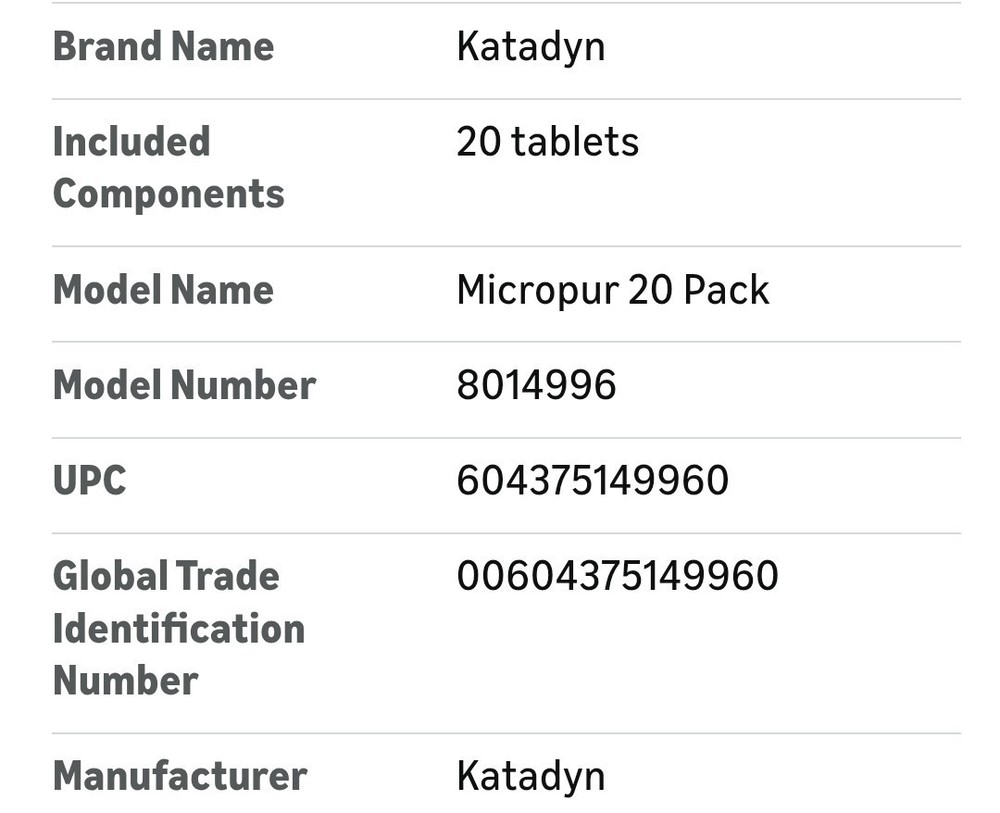 Katadyn Micropur MP1 Purification Tablets (20 Count)