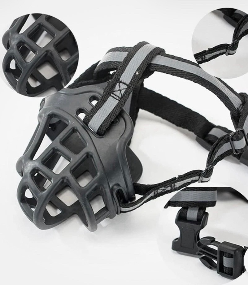 Reflect Muzzle Adjustable Dog Mouth Cover Black Size 4