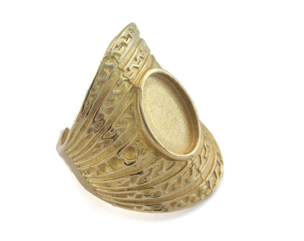 Ring Adjustable Ring Bezel Raw brass (16.5mm 6US inner size - Adjustable ) 3344